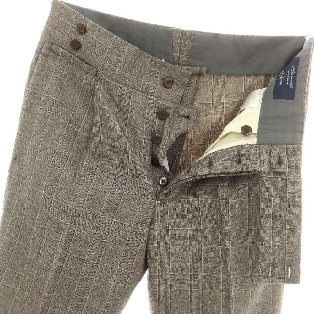 【中古】シャマット Sciamat ウール チェック ドレススラックスパンツ ウォームグレー系【 46 】【 状態ランクC 】【 メンズ 】