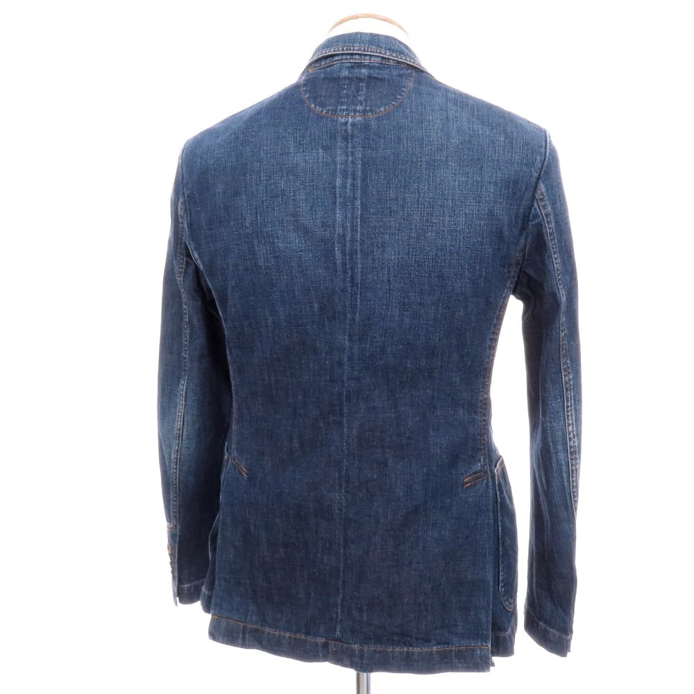 【中古】ラルディーニ LARDINI コットン デニム ダブル6B カジュアルジャケット ネイビーブルー【 44 】【 状態ランクB 】【 メンズ 】