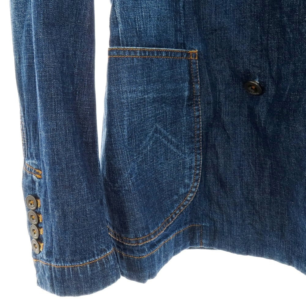【中古】ラルディーニ LARDINI コットン デニム ダブル6B カジュアルジャケット ネイビーブルー【 44 】【 状態ランクB 】【 メンズ 】