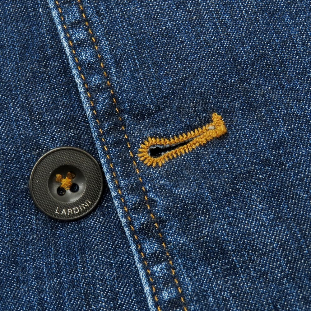 【中古】ラルディーニ LARDINI コットン デニム ダブル6B カジュアルジャケット ネイビーブルー【 44 】【 状態ランクB 】【 メンズ 】