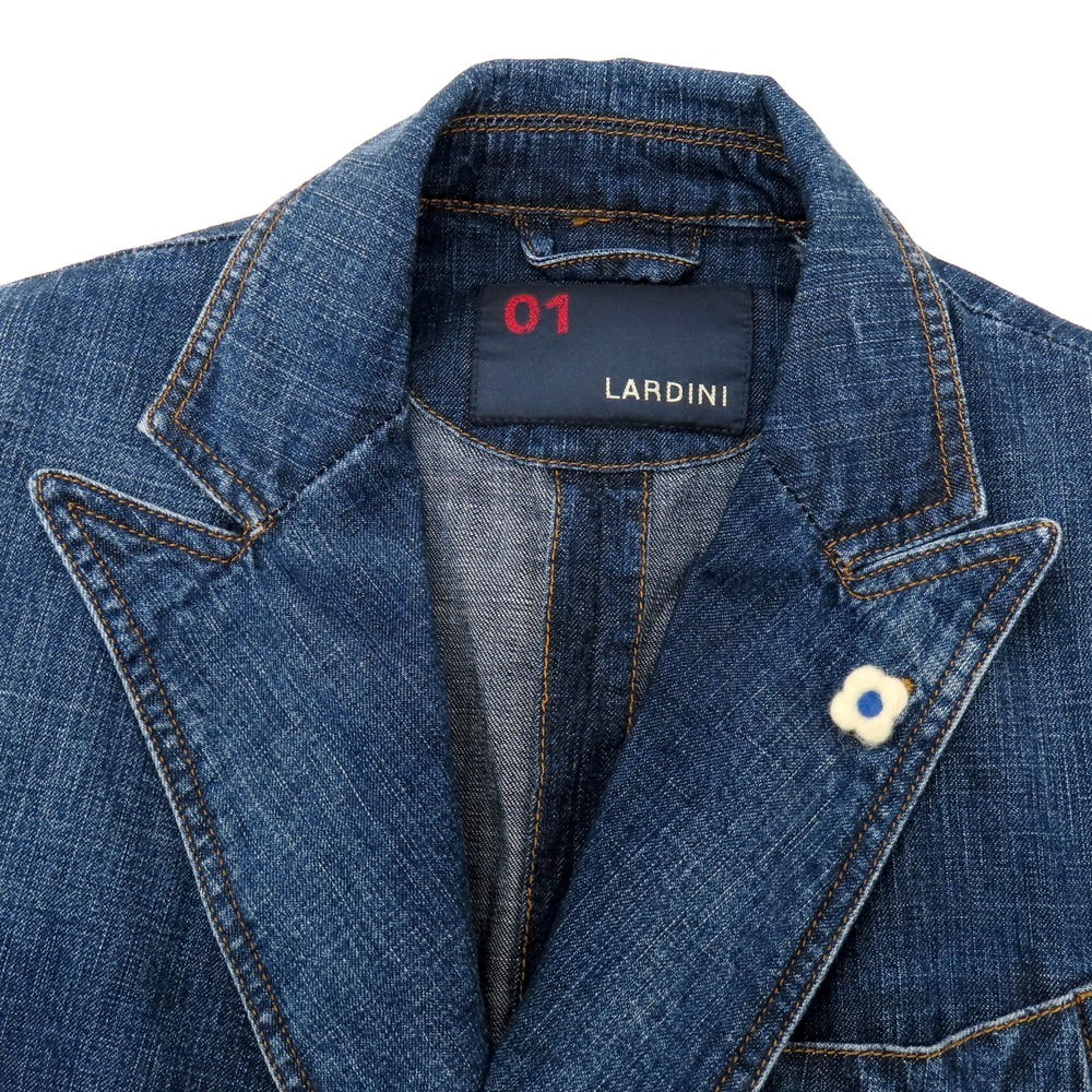 【中古】ラルディーニ LARDINI コットン デニム ダブル6B カジュアルジャケット ネイビーブルー【 44 】【 状態ランクB 】【 メンズ 】