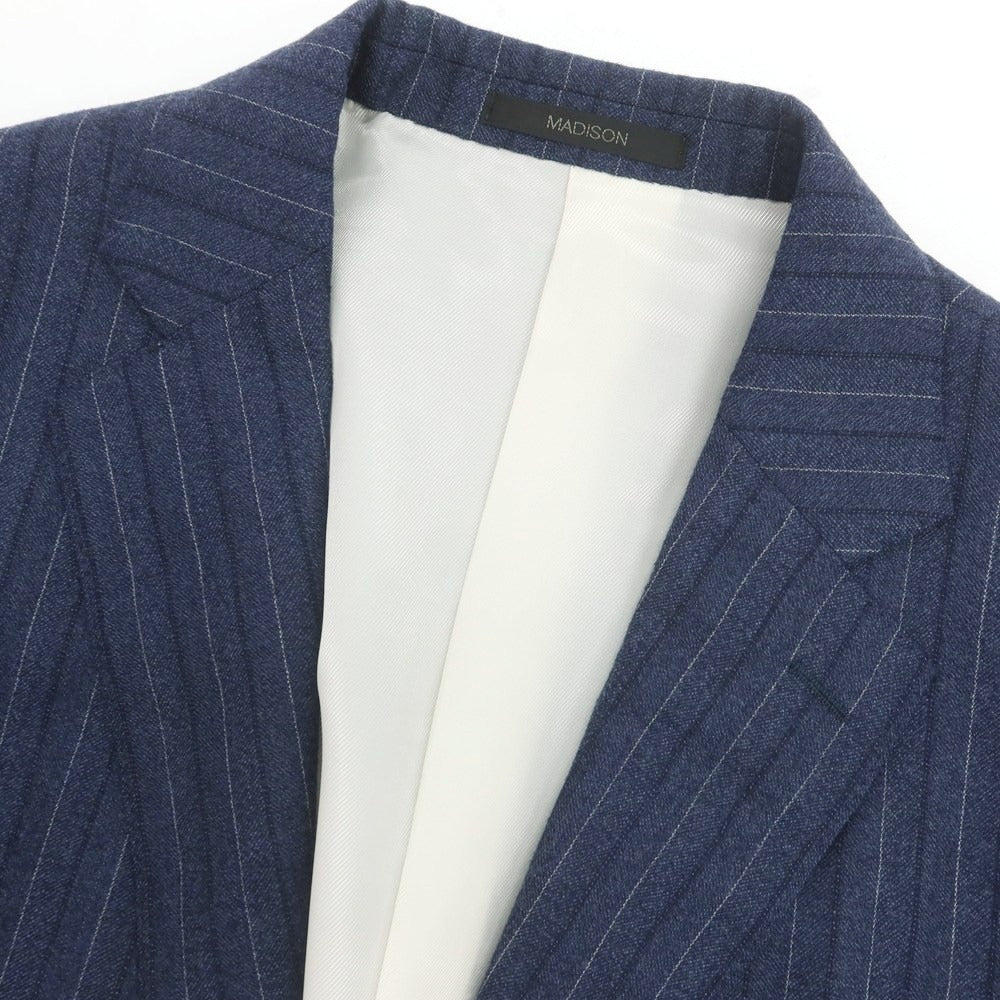 【中古】バーニーズニューヨーク BARNEYS NEWYORK ウール ストライプ 2つボタンスーツ ネイビー【 50 】【 状態ランクB 】【 メンズ 】