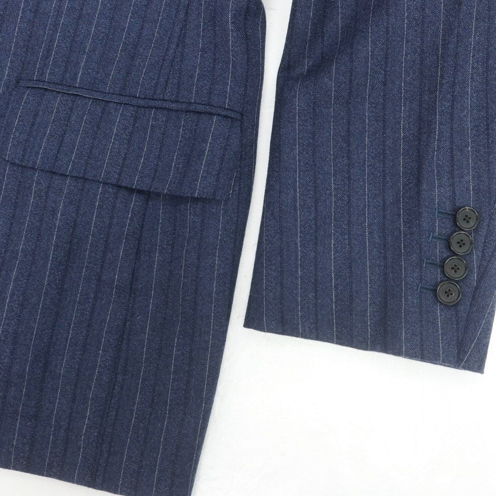 【中古】バーニーズニューヨーク BARNEYS NEWYORK ウール ストライプ 2つボタンスーツ ネイビー【 50 】【 状態ランクB 】【 メンズ 】
