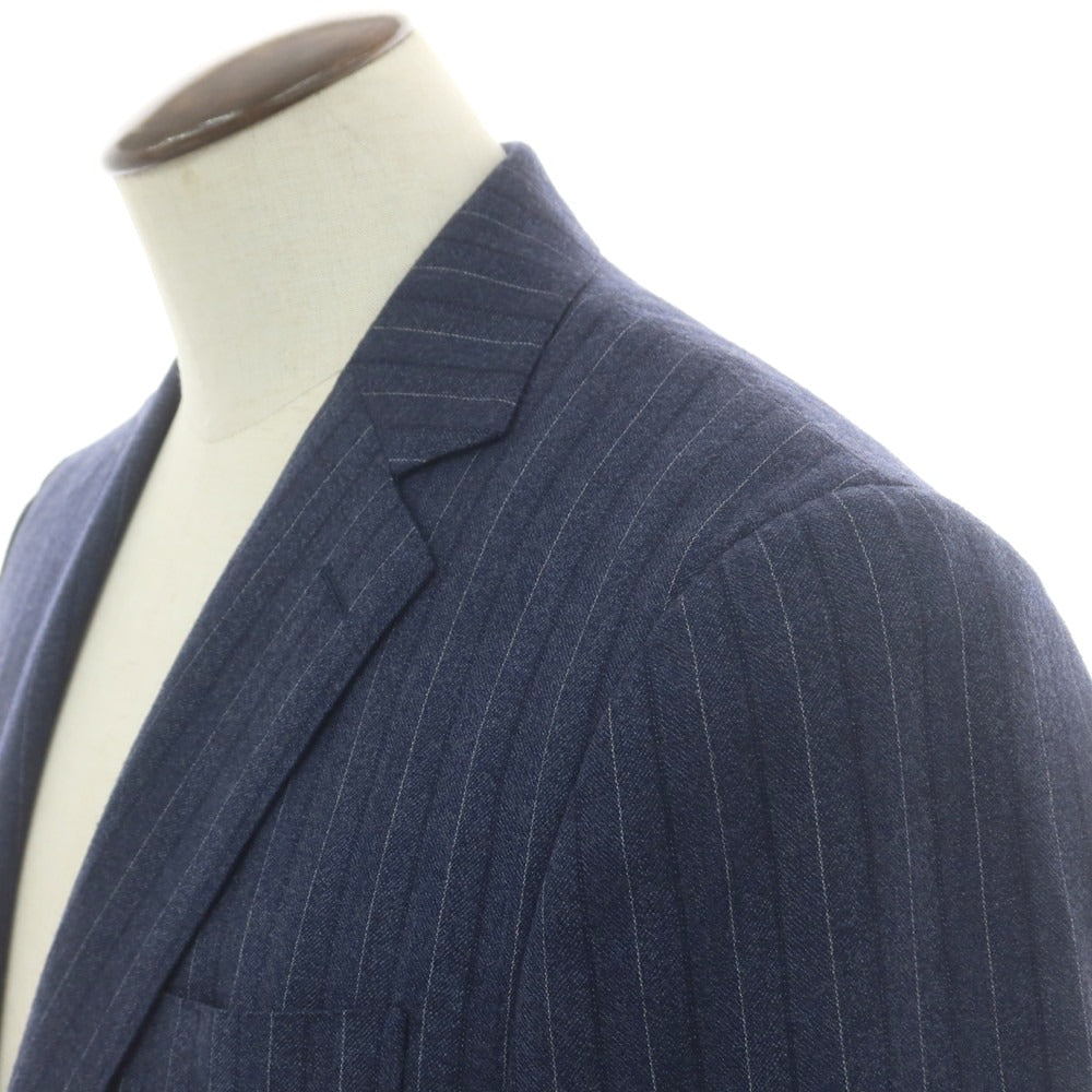 【中古】バーニーズニューヨーク BARNEYS NEWYORK ウール ストライプ 2つボタンスーツ ネイビー【 50 】【 状態ランクB 】【 メンズ 】