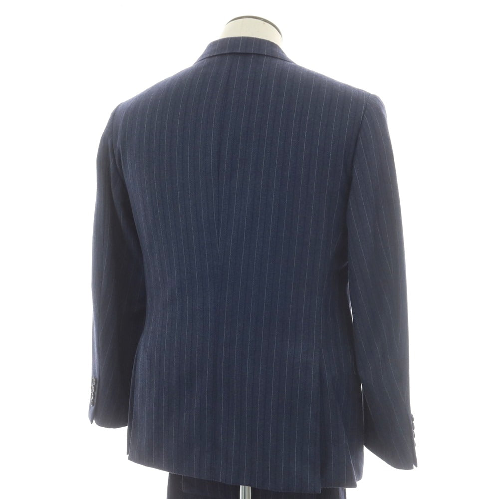【中古】バーニーズニューヨーク BARNEYS NEWYORK ウール ストライプ 2つボタンスーツ ネイビー【 50 】【 状態ランクB 】【 メンズ 】