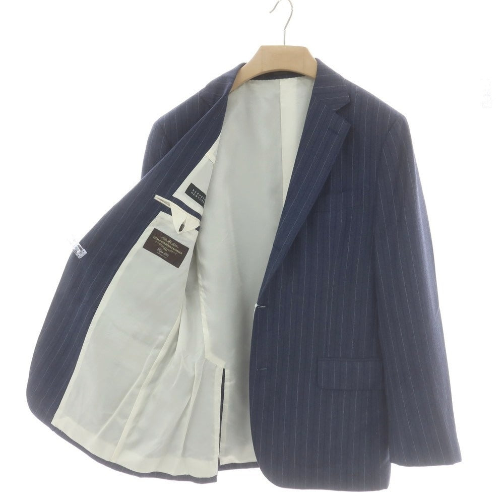 【中古】バーニーズニューヨーク BARNEYS NEWYORK ウール ストライプ 2つボタンスーツ ネイビー【 50 】【 状態ランクB 】【 メンズ 】