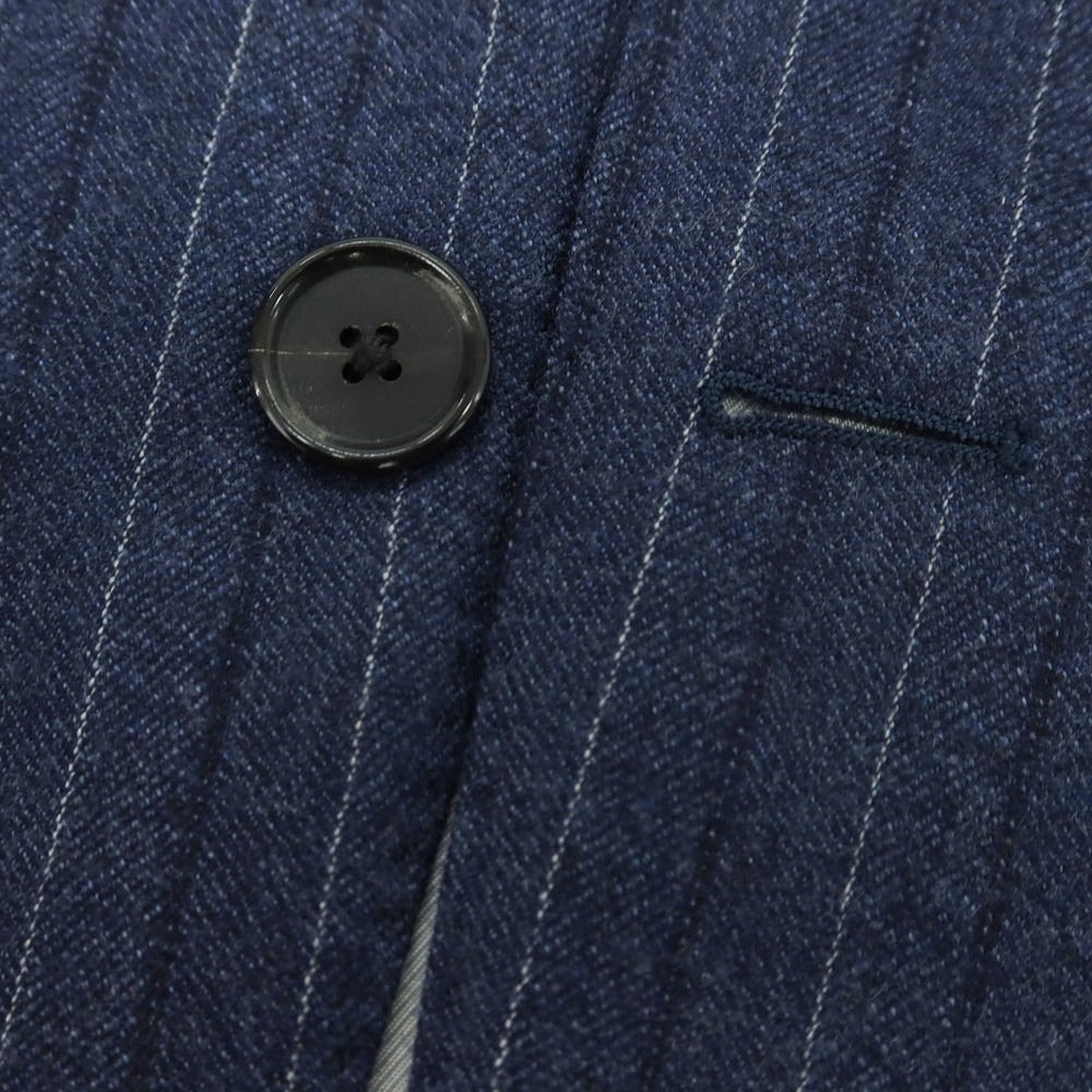 【中古】バーニーズニューヨーク BARNEYS NEWYORK ウール ストライプ 2つボタンスーツ ネイビー【 50 】【 状態ランクB 】【 メンズ 】