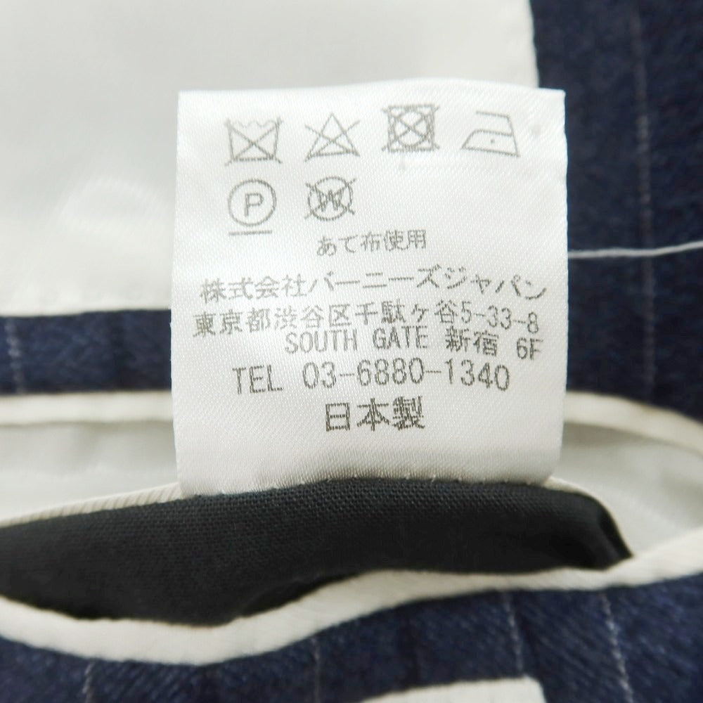 【中古】バーニーズニューヨーク BARNEYS NEWYORK ウール ストライプ 2つボタンスーツ ネイビー【 50 】【 状態ランクB 】【 メンズ 】