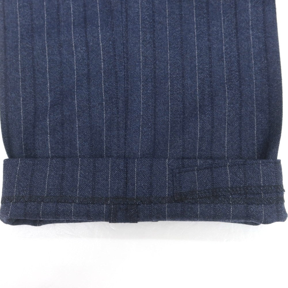 【中古】バーニーズニューヨーク BARNEYS NEWYORK ウール ストライプ 2つボタンスーツ ネイビー【 50 】【 状態ランクB 】【 メンズ 】