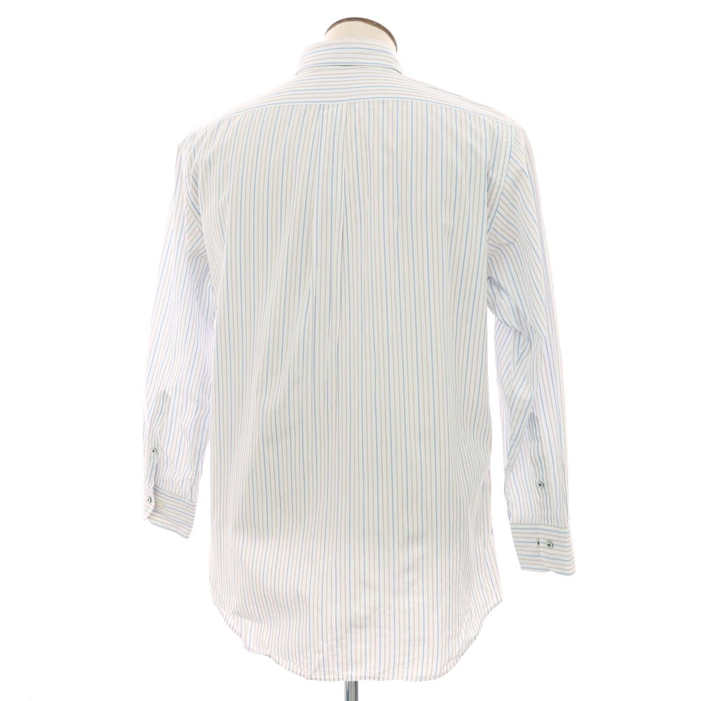 【中古】ニューヨーカー NEWYORKER コットン系 ストライプ ボタンダウン ドレスシャツ ホワイトxブルー【サイズXL】【 状態ランクB 】【 メンズ 】