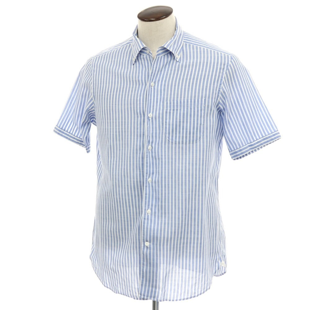 【中古】ダーバン D’URBAN コットン ストライプ 半袖シャツ ブルーxホワイト【サイズ43】【 状態ランクB 】【 メンズ 】