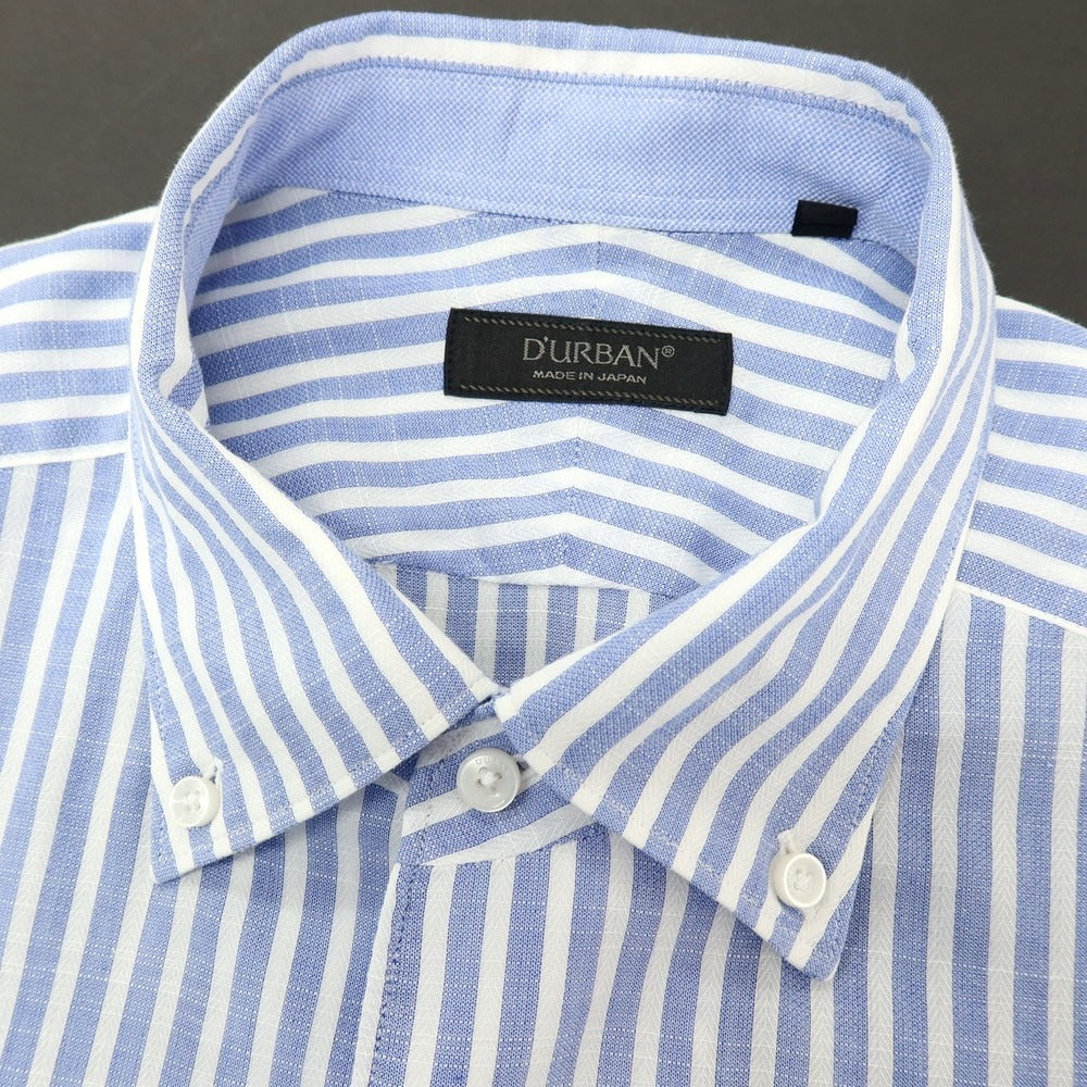 【中古】ダーバン D’URBAN コットン ストライプ 半袖シャツ ブルーxホワイト【サイズ43】【 状態ランクB 】【 メンズ 】