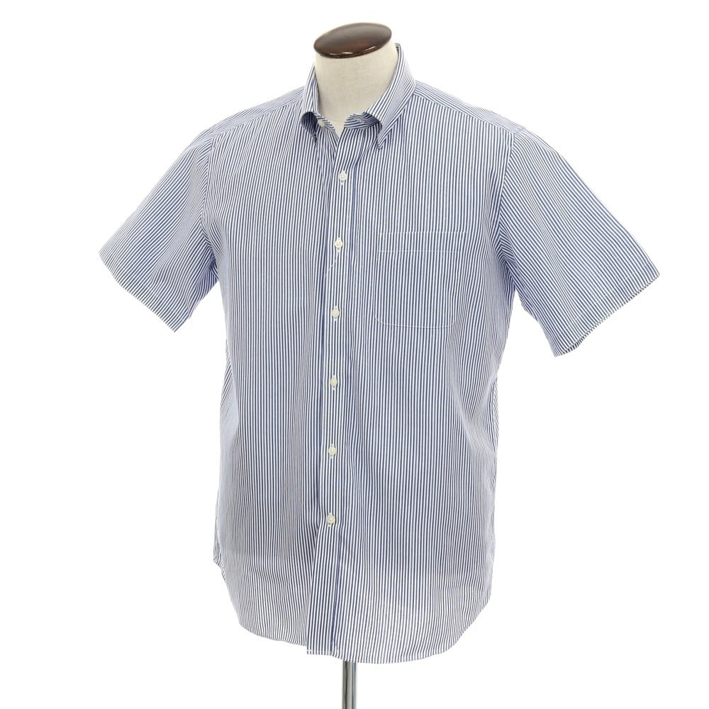 【中古】ダーバン D’URBAN コットン ストライプ 半袖シャツ ライトネイビーxホワイト【サイズ43】【 状態ランクB 】【 メンズ 】