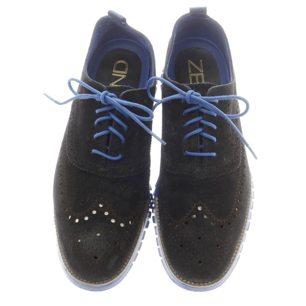 【中古】コールハーン COLE HAAN ZEROGRAND ウイングチップ スニーカー ブラックxブルー【 10 1/2M 】【 状態ランクC 】【 メンズ 】