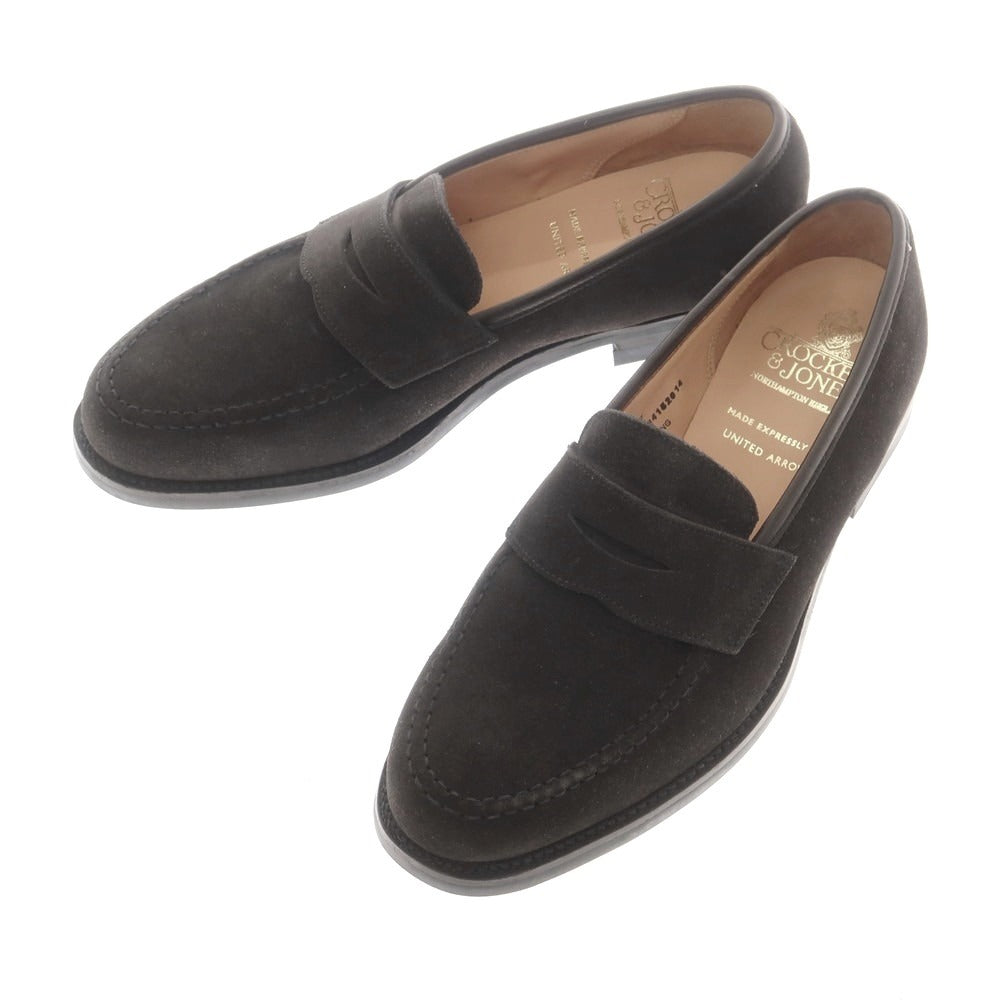 【中古】クロケットアンドジョーンズ CROCKETT&JONES ユナイテッドアローズ別注 BOSTON2 スエード ローファー ブラック【 7E 】【 状態ランクA 】【 メンズ 】