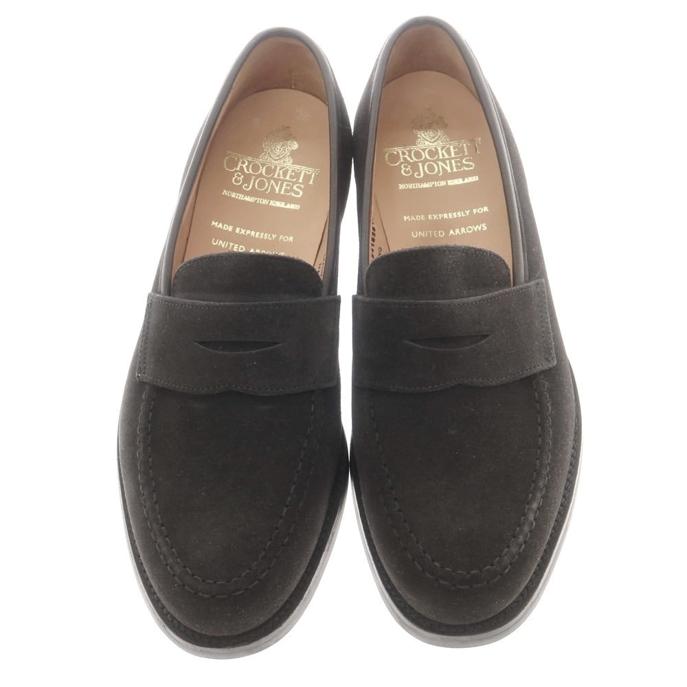 【中古】クロケットアンドジョーンズ CROCKETT&JONES ユナイテッドアローズ別注 BOSTON2 スエード ローファー ブラック【 7E 】【 状態ランクA 】【 メンズ 】