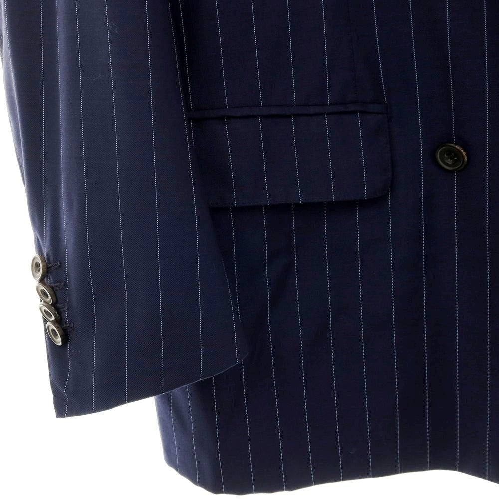 【中古】ロンドンハウス London House ウール ストライプ ダブルスーツ ネイビー【サイズ表記なし(L位)】【 状態ランクB 】【 メンズ 】