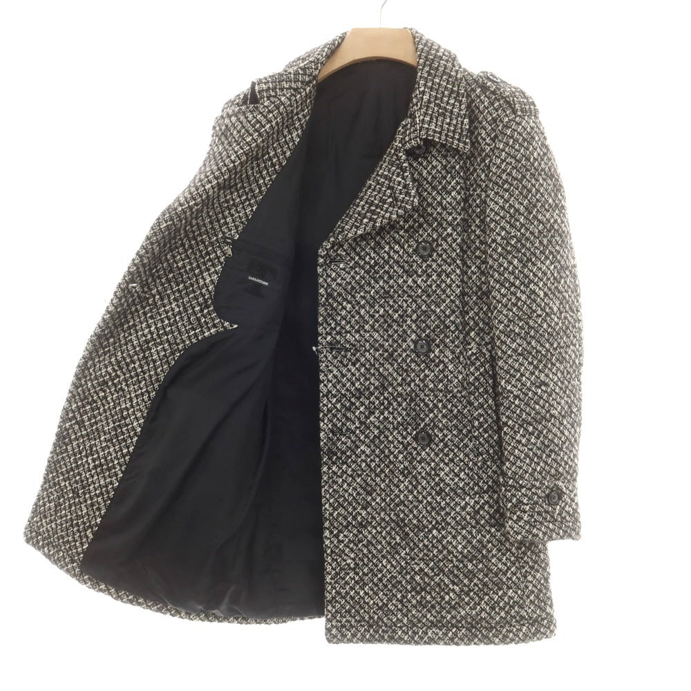 【中古】タリアトーレ TAGLIATORE MELVIN シルク混ウールコットン ダブルブレストコート ブラックxホワイト【 46 】【 状態ランクB 】【 メンズ 】