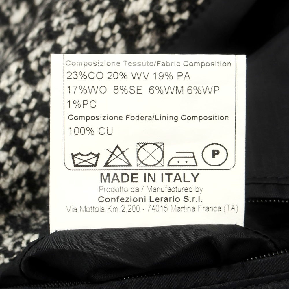 【中古】タリアトーレ TAGLIATORE MELVIN シルク混ウールコットン ダブルブレストコート ブラックxホワイト【 46 】【 状態ランクB 】【 メンズ 】