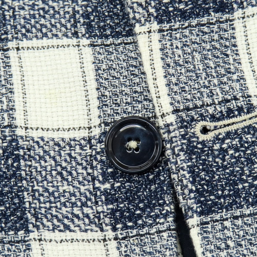 【中古】タリアトーレ TAGLIATORE コットンアクリルリネンナイロン チェック 2B カジュアルジャケット ネイビーxホワイト【 46 】【 状態ランクC 】【 メンズ 】