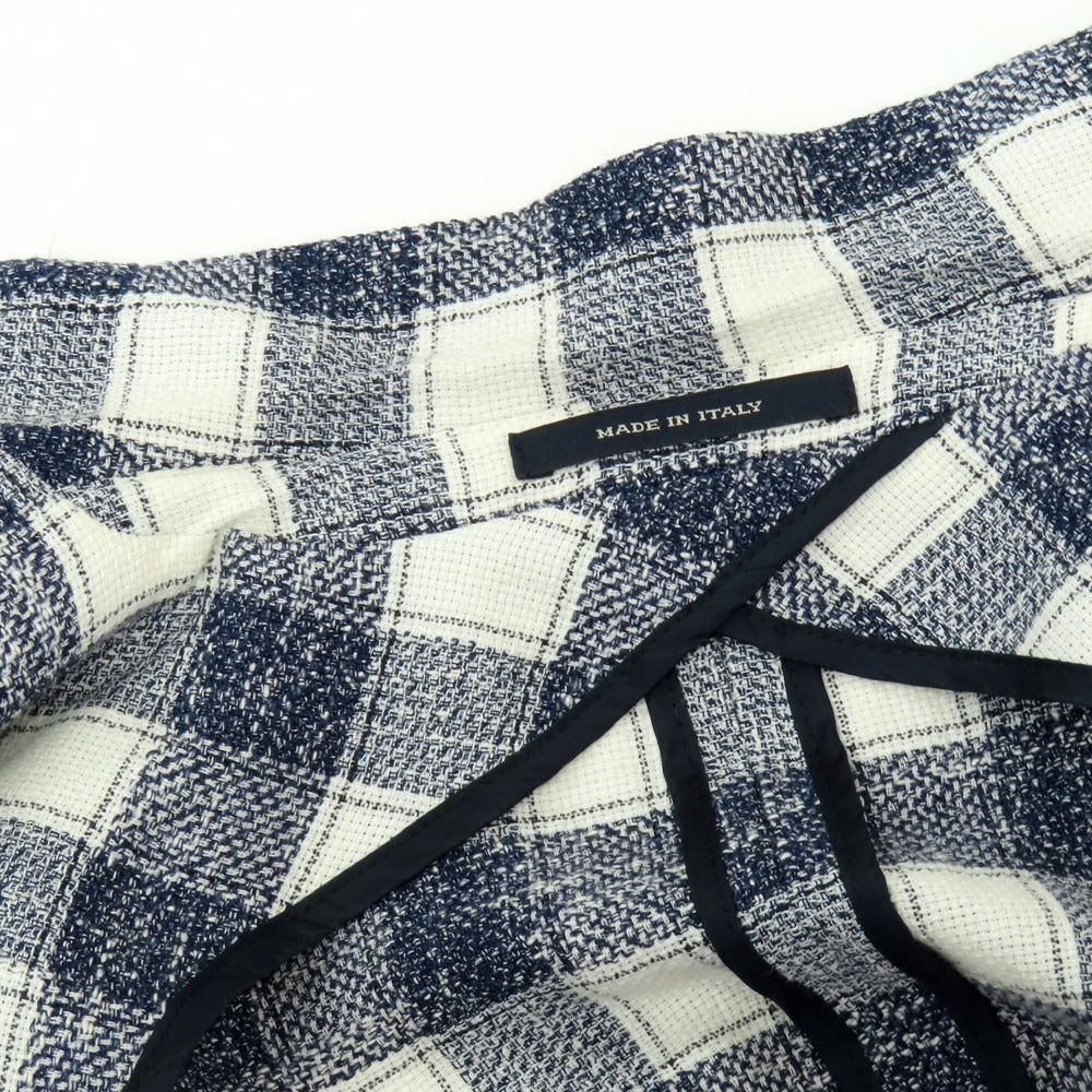 【中古】タリアトーレ TAGLIATORE コットンアクリルリネンナイロン チェック 2B カジュアルジャケット ネイビーxホワイト【 46 】【 状態ランクC 】【 メンズ 】