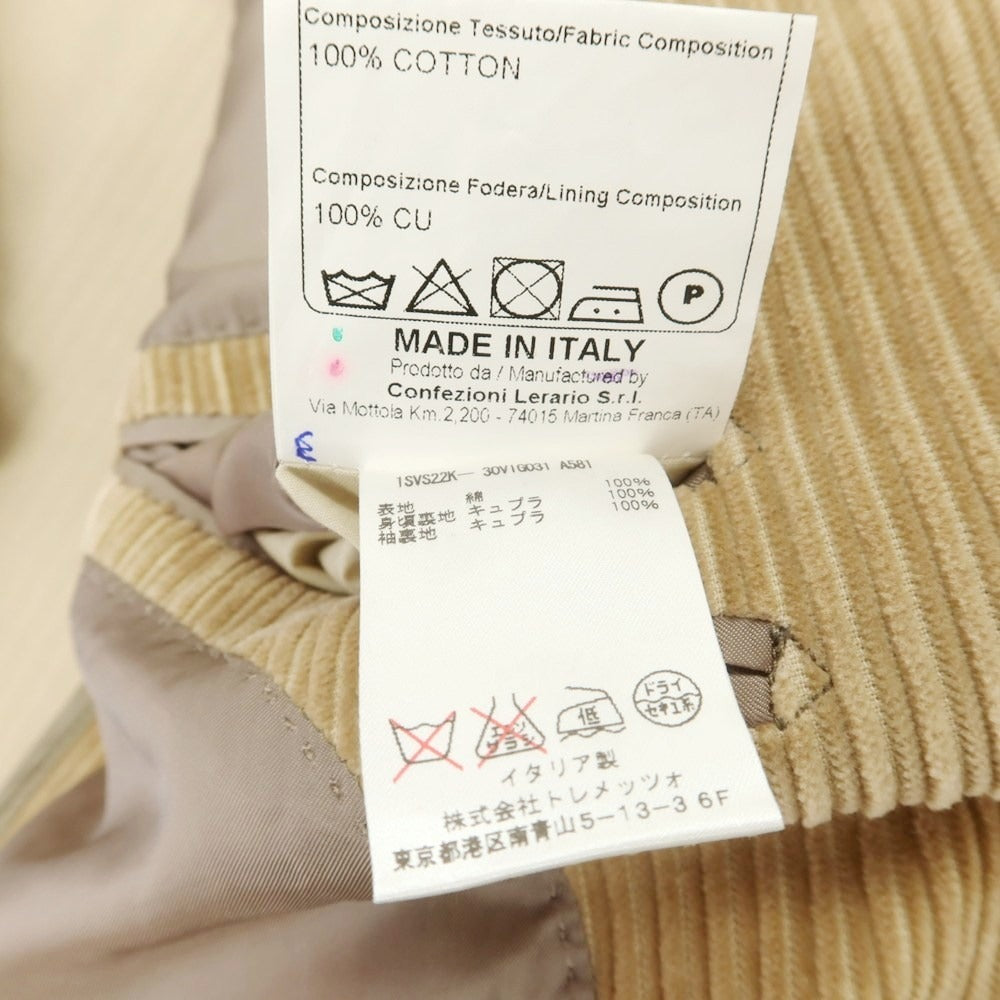 【中古】タリアトーレ TAGLIATORE Brilla per il gusto別注 コーデュロイ カジュアルジャケット ベージュ【 46 】【 状態ランクC 】【 メンズ 】