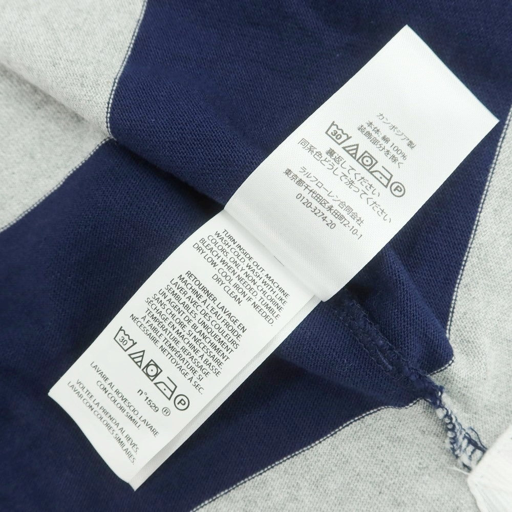 【中古】ポロ ラルフローレン Polo Ralph Lauren Big Fit Rugby Shirt ボーダー 長袖ラガーシャツ ネイビーxグレー【 L 】【 状態ランクA 】【 メンズ 】