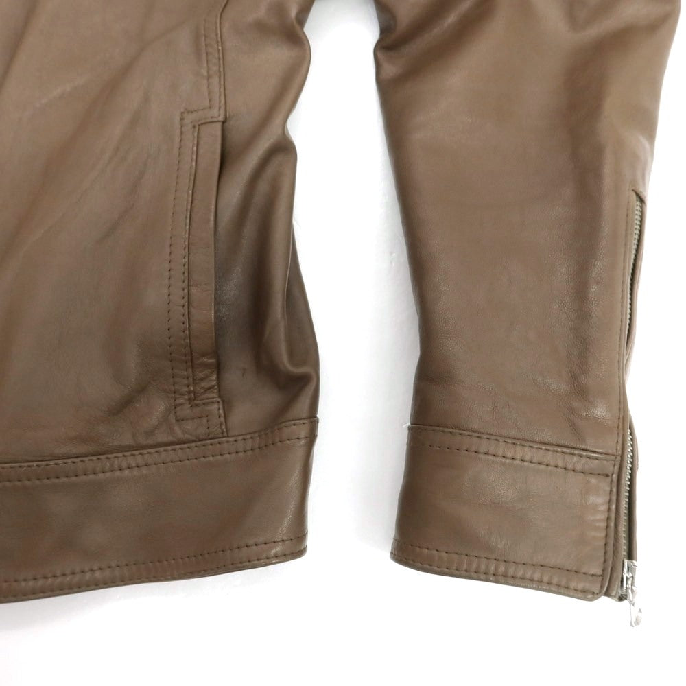 【中古】エンメティ EMMETI ラムスキンレザー シングルライダースジャケット ブラウン【 52 】【 状態ランクC 】【 メンズ 】