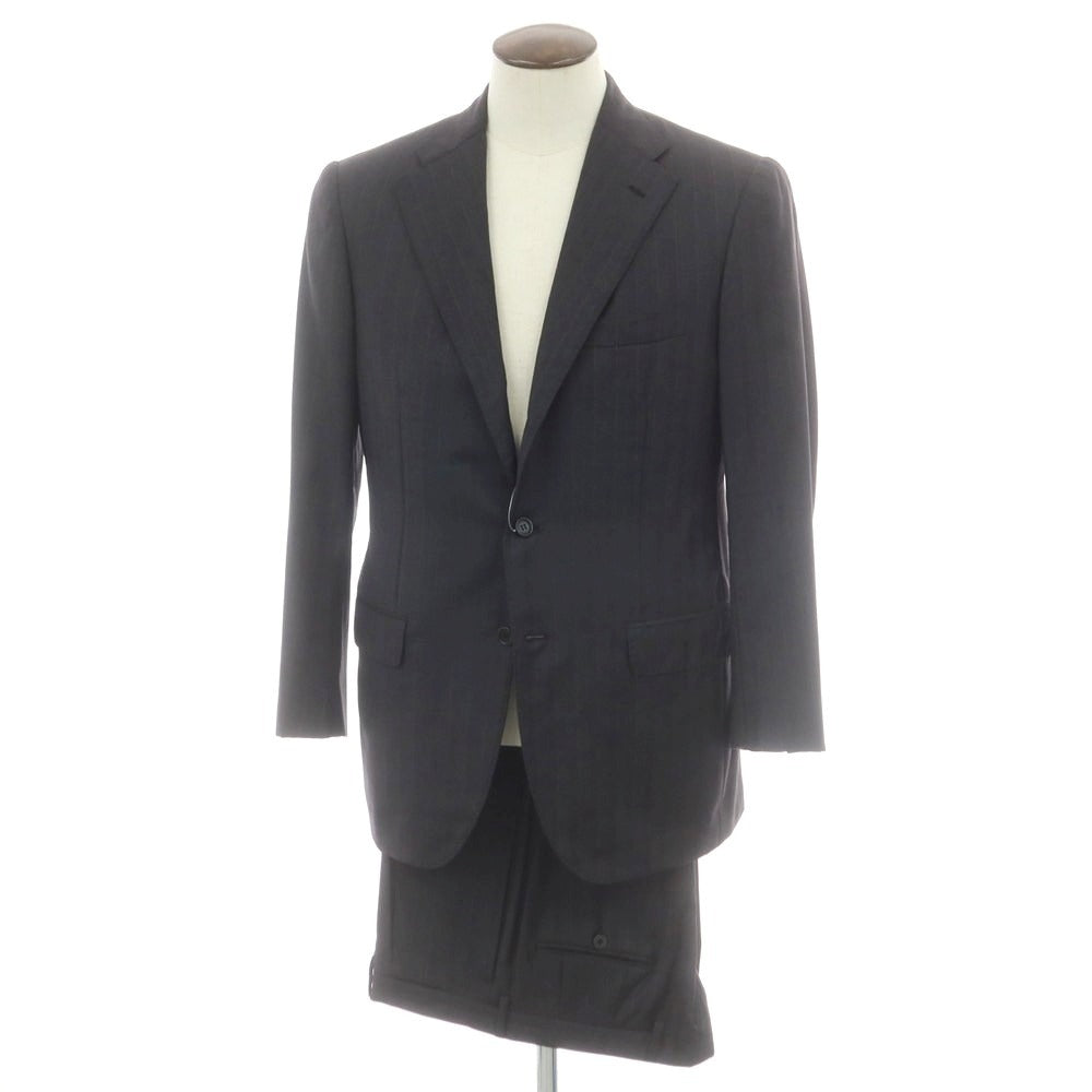 【中古】サルトリオ Sartorio ウール ストライプ 3つボタンスーツ チャコールグレー【 50 】【 状態ランクC 】【 メンズ 】