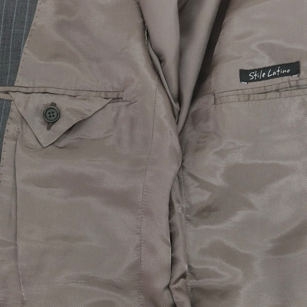 【中古】スティレ ラティーノ STILE LATINO ウール ストライプ 3つボタンスーツ ダークグレー【 50 】【 状態ランクB 】【 メンズ 】