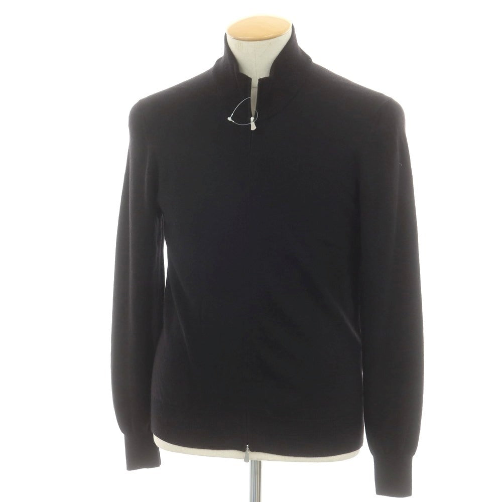 【中古】グランサッソ GRAN SASSO ハイゲージ ウール スランドカラー ダブルジップ カーディガン ブラック【 44 】【 状態ランクB 】【 メンズ 】