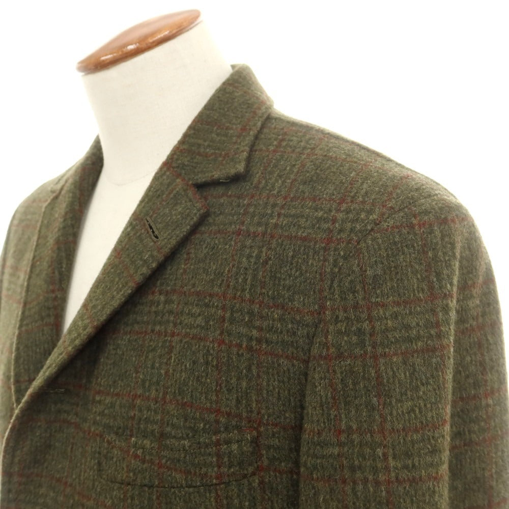 【中古】ボストンテーラー BOSTON TAILOR ウール系 チェック テーラードジャケット オリーブグリーンxレッド【 表記なし(L位) 】【 状態ランクB 】【 メンズ 】