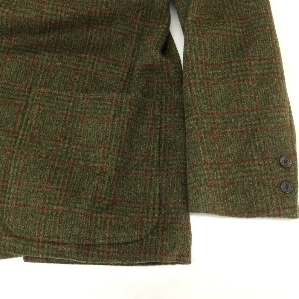 【中古】ボストンテーラー BOSTON TAILOR ウール系 チェック テーラードジャケット オリーブグリーンxレッド【 表記なし(L位) 】【 状態ランクB 】【 メンズ 】