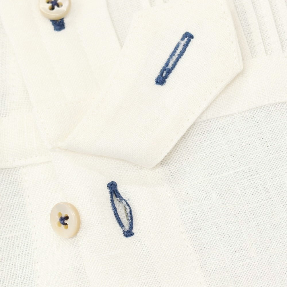 【中古】ネイビーヤード NAVY-YARD リネン ブザム カジュアルシャツ ホワイトxブルー【サイズM】【 状態ランクA 】【 メンズ 】