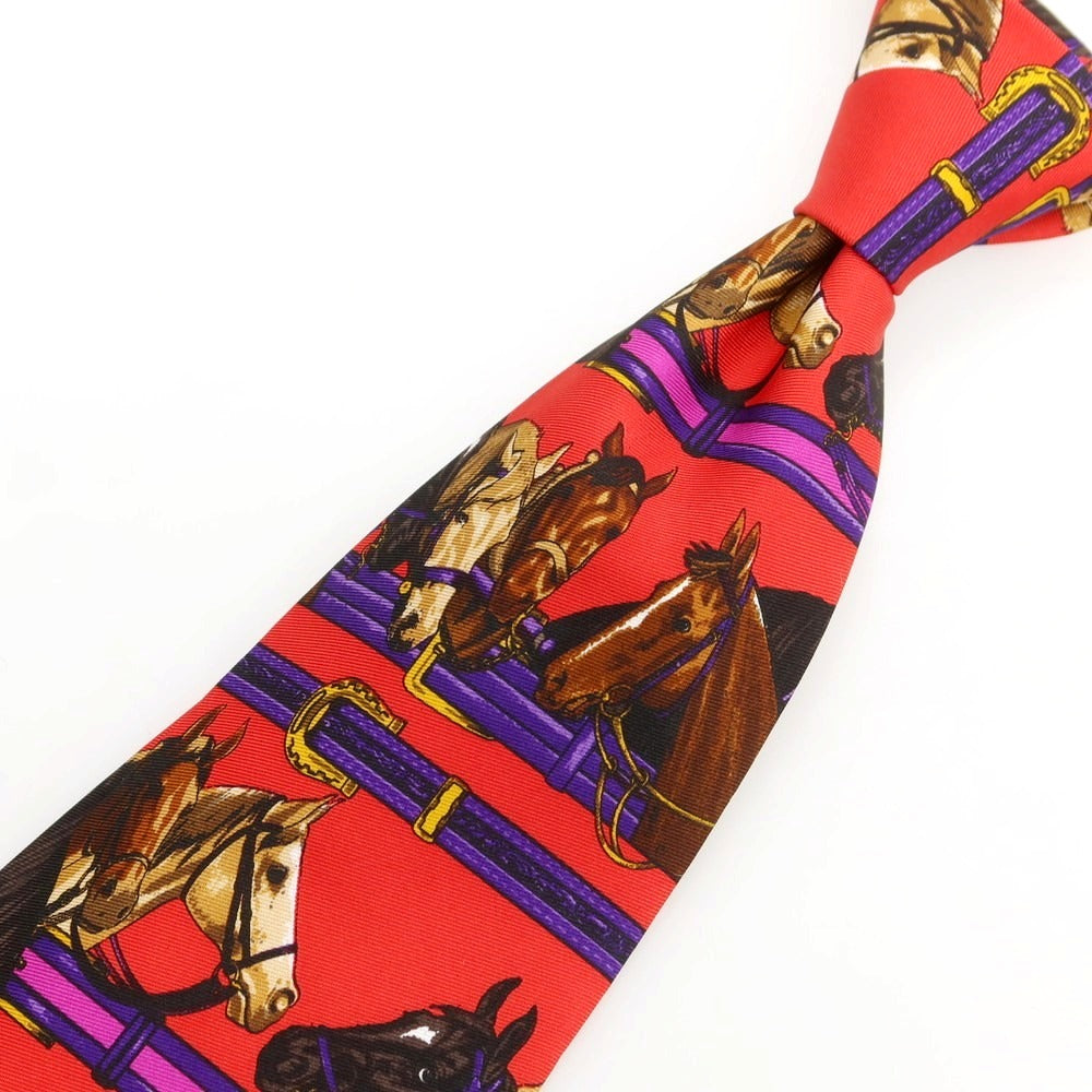 【中古】グッチ GUCCI シルク プリントネクタイ レッド【 状態ランクB 】【 メンズ 】