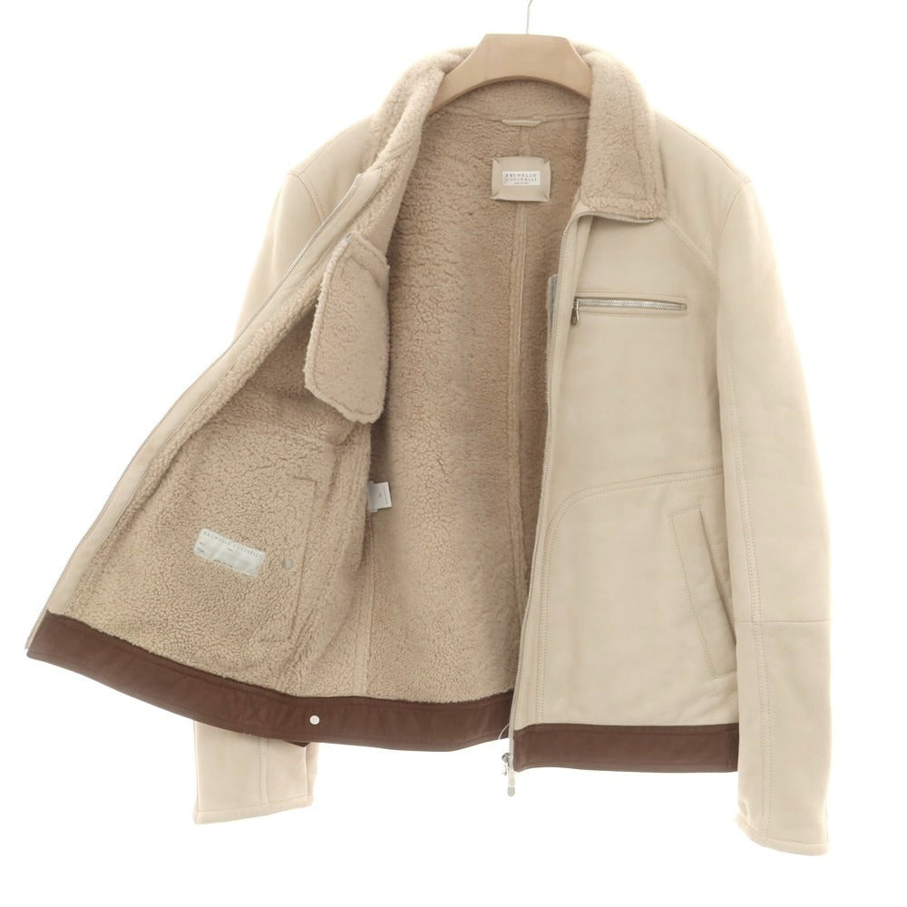 【中古】ブルネロクチネリ Brunello Cucinelli ムートンレザーブルゾン ベージュ【 M 】【 状態ランクC 】【 メンズ 】