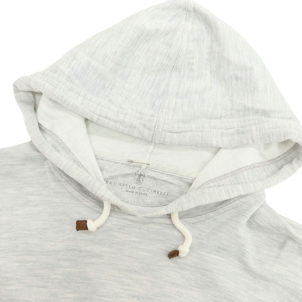 【中古】ブルネロクチネリ Brunello Cucinelli コットンシルクナイロン ジャージー プルオーバー パーカー ライトグレー【 M 】【 状態ランクC 】【 メンズ 】