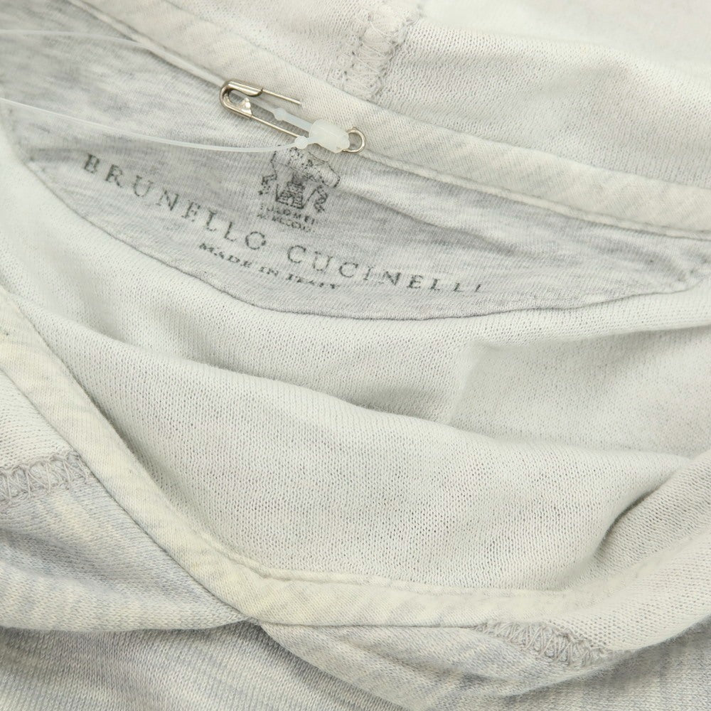 【中古】ブルネロクチネリ Brunello Cucinelli コットンシルクナイロン ジャージー プルオーバー パーカー ライトグレー【 M 】【 状態ランクC 】【 メンズ 】