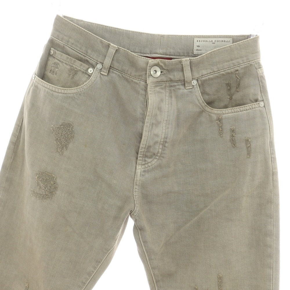 【中古】ブルネロクチネリ Brunello Cucinelli コットンポリエステル デニムパンツ グレージュ【 46 】【 状態ランクD 】【 メンズ 】