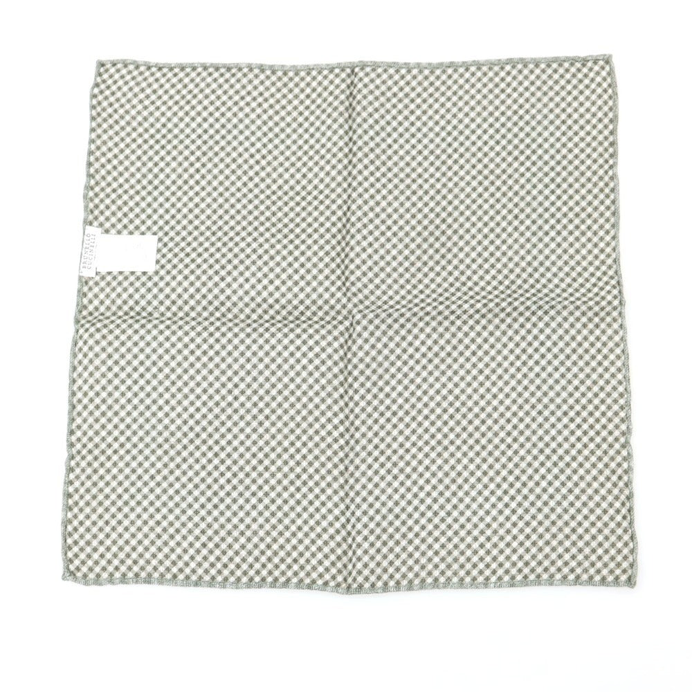 【中古】ブルネロクチネリ Brunello Cucinelli リネンコットン プリント ポケットチーフ ホワイトグリーン【 状態ランクB 】【 メンズ 】