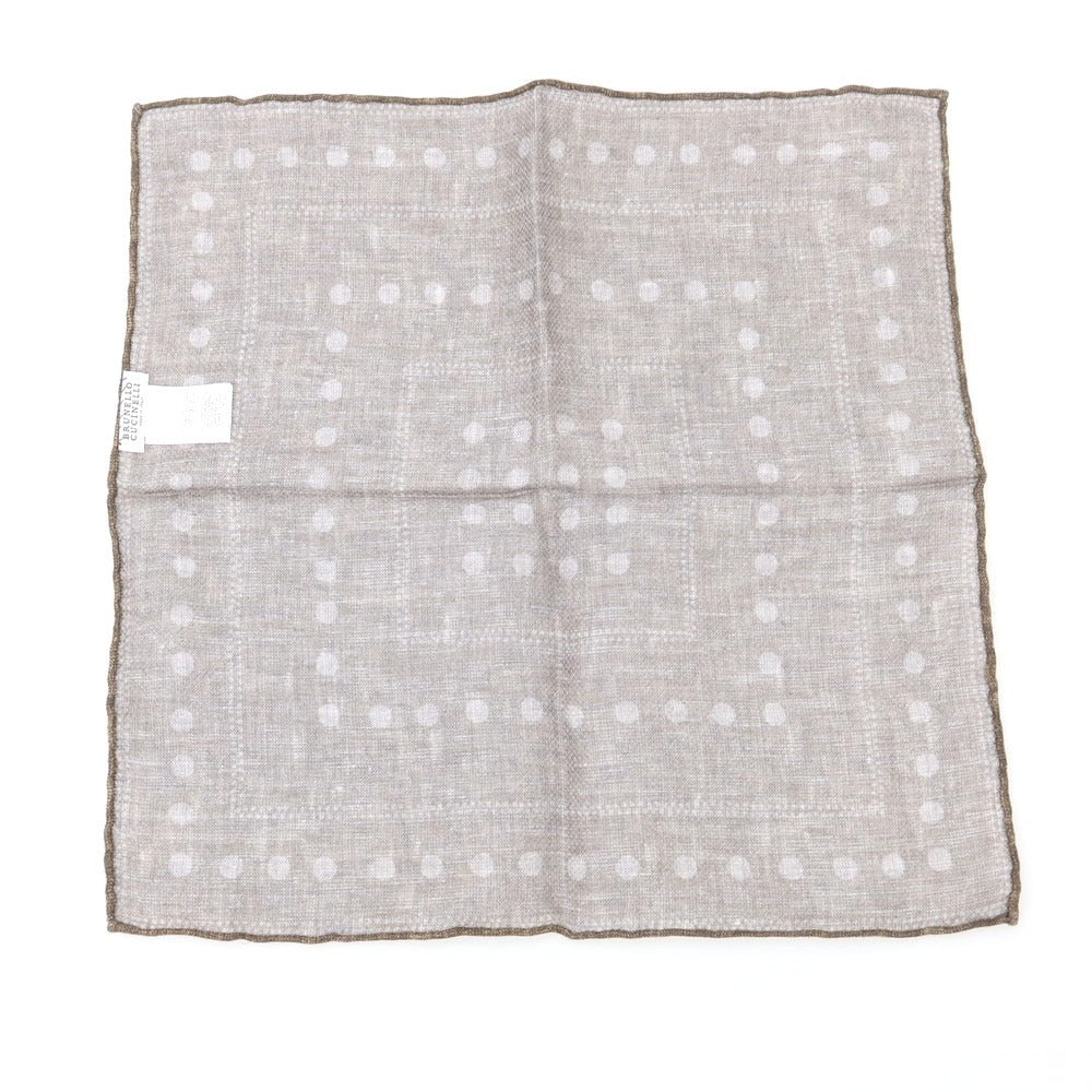 【中古】ブルネロクチネリ Brunello Cucinelli リネンコットン プリント ポケットチーフ ブラウン【 状態ランクB 】【 メンズ 】