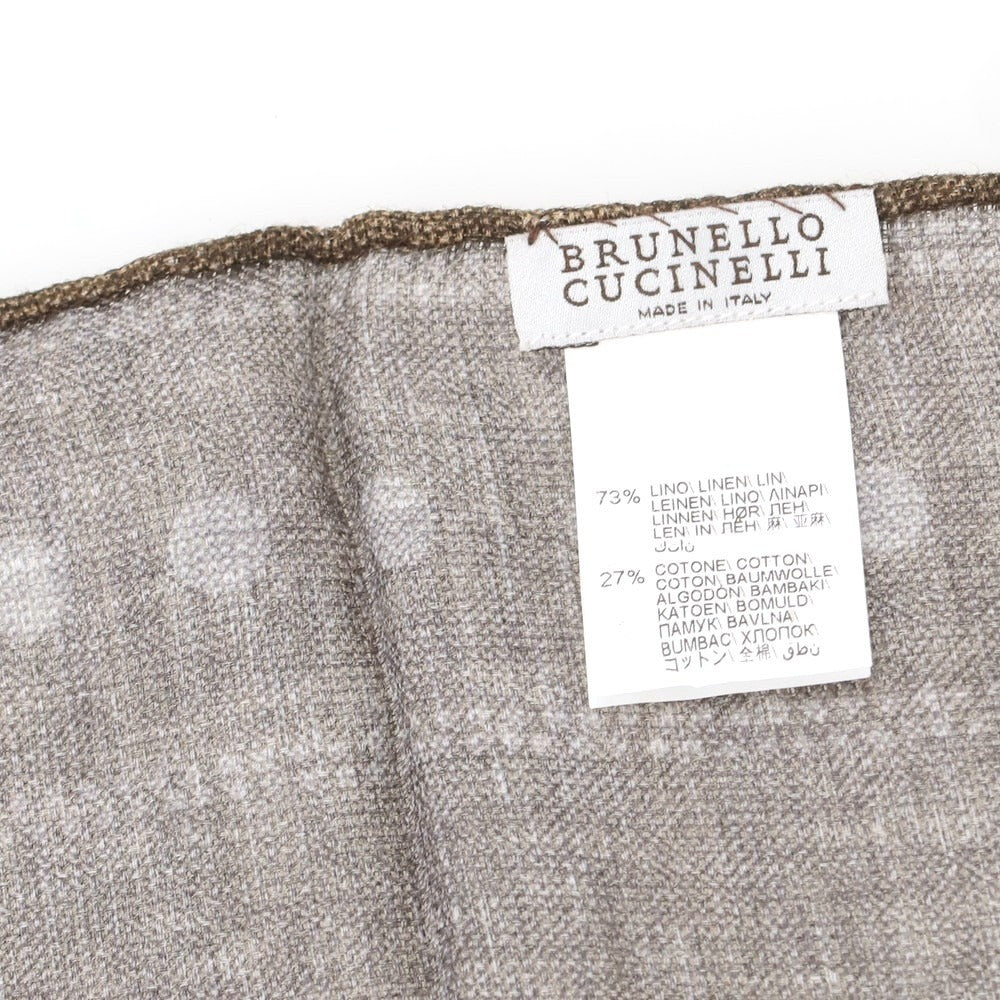 【中古】ブルネロクチネリ Brunello Cucinelli リネンコットン プリント ポケットチーフ ブラウン【 状態ランクB 】【 メンズ 】