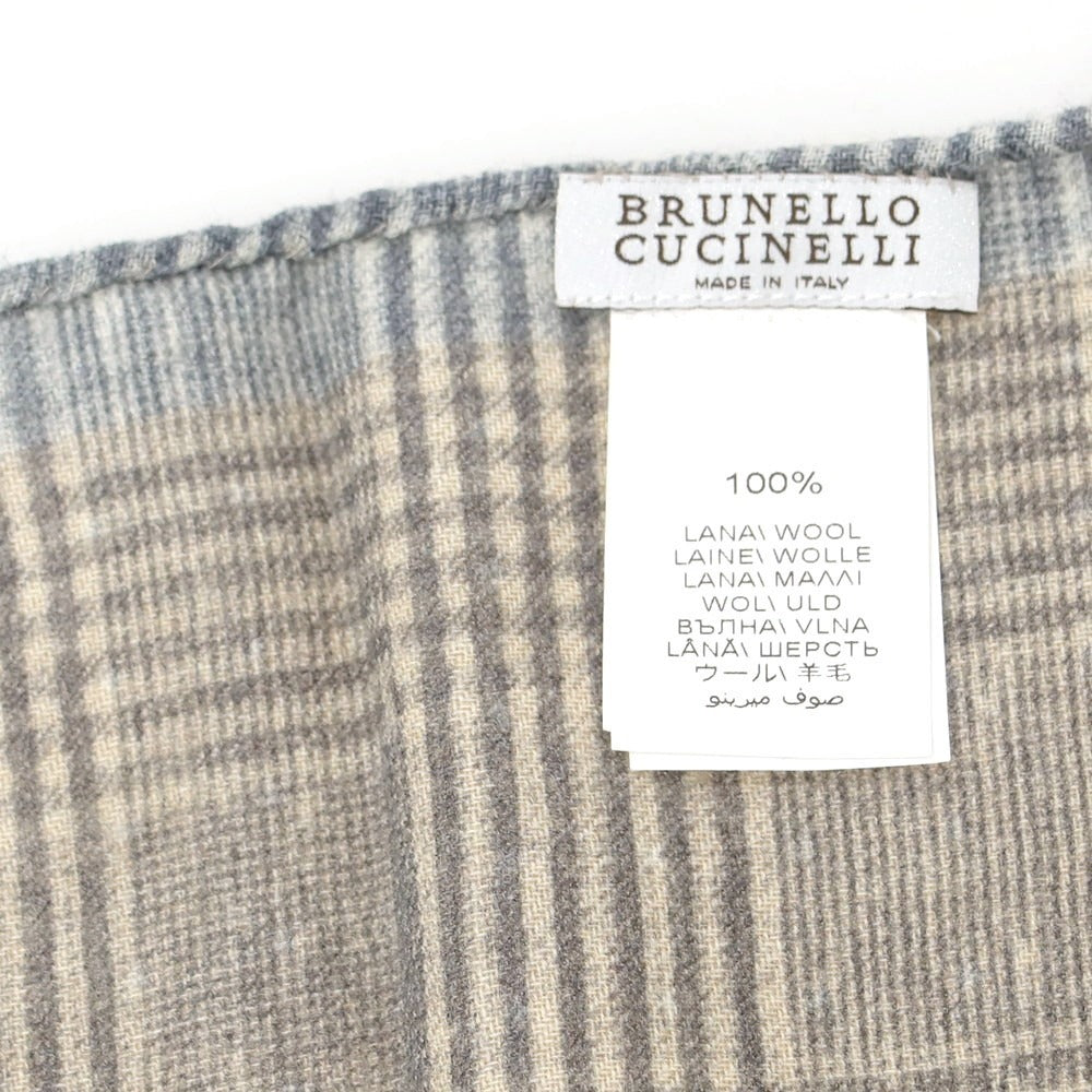 【中古】ブルネロクチネリ Brunello Cucinelli ウール プリント ポケットチーフ ベージュxグレー【 状態ランクB 】【 メンズ 】