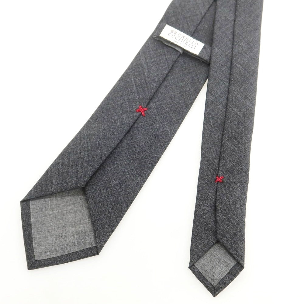 【中古】ブルネロクチネリ Brunello Cucinelli ウール 無地ネクタイ ダークグレー【 状態ランクB 】【 メンズ 】