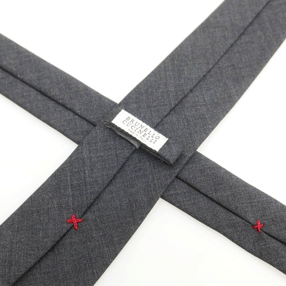 【中古】ブルネロクチネリ Brunello Cucinelli ウール 無地ネクタイ ダークグレー【 状態ランクB 】【 メンズ 】