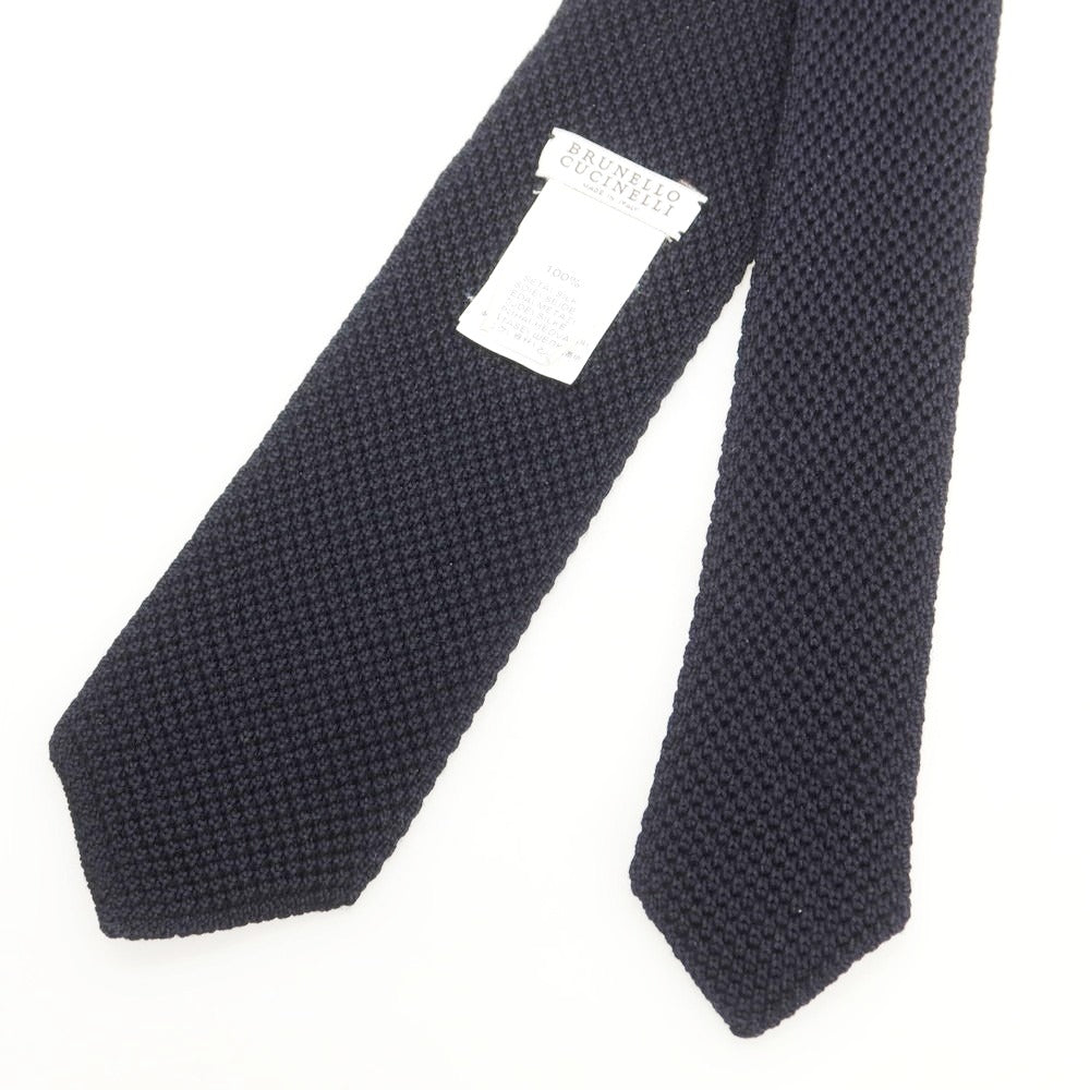 【中古】ブルネロクチネリ Brunello Cucinelli シルク ニットタイ ダークネイビー【 状態ランクB 】【 メンズ 】