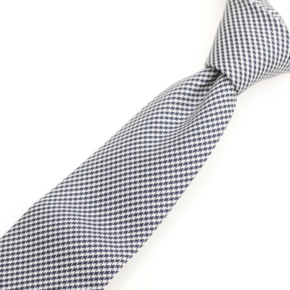 【中古】グッチ GUCCI シルクコットン ハウンドトゥース柄ネクタイ ダークネイビーxホワイト【 状態ランクA 】【 メンズ 】