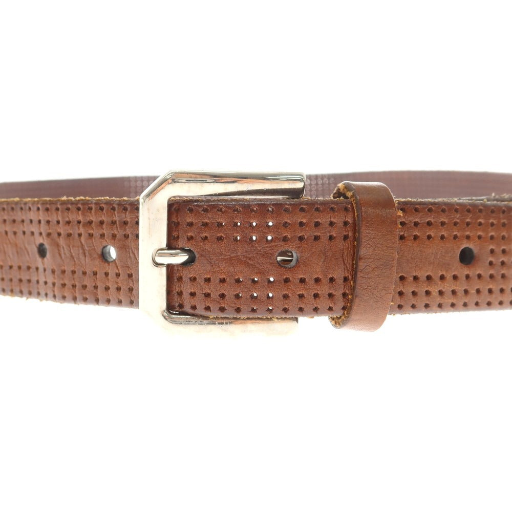 【中古】ブルネロクチネリ Brunello Cucinelli パンチングレザー ベルト ブラウンxシルバー【 85 】【 状態ランクB 】【 メンズ 】