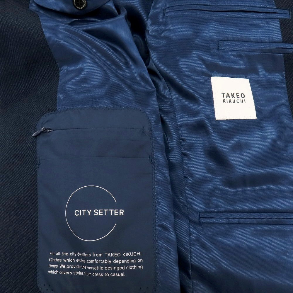 【中古】タケオキクチ TAKEO KIKUCHI CITY SETTER ポリエステル 2B テーラードジャケット ネイビー【 2 】【 状態ランクB 】【 メンズ 】