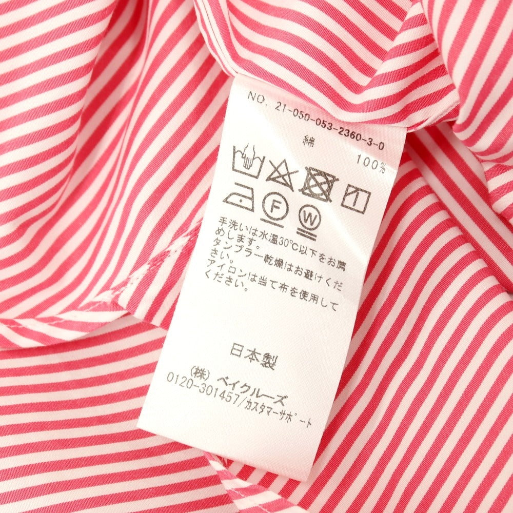 【中古】ザ ジェントルマン イン ザ パーラー THE GENTLEMAN IN THE PARLOUR コットン ストライプ ドレスシャツ ダークピンクxホワイト【サイズ3】【 状態ランクB 】【 メンズ 】